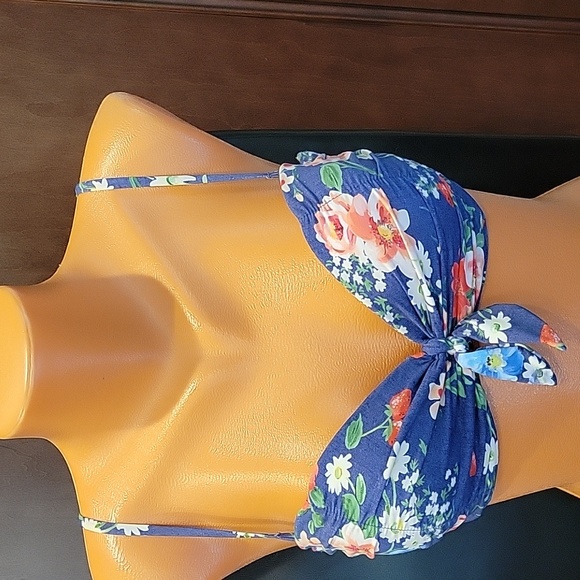 Rhythm Blue Floral Bikini Top Size Large Underwire - Picture 2 of 7